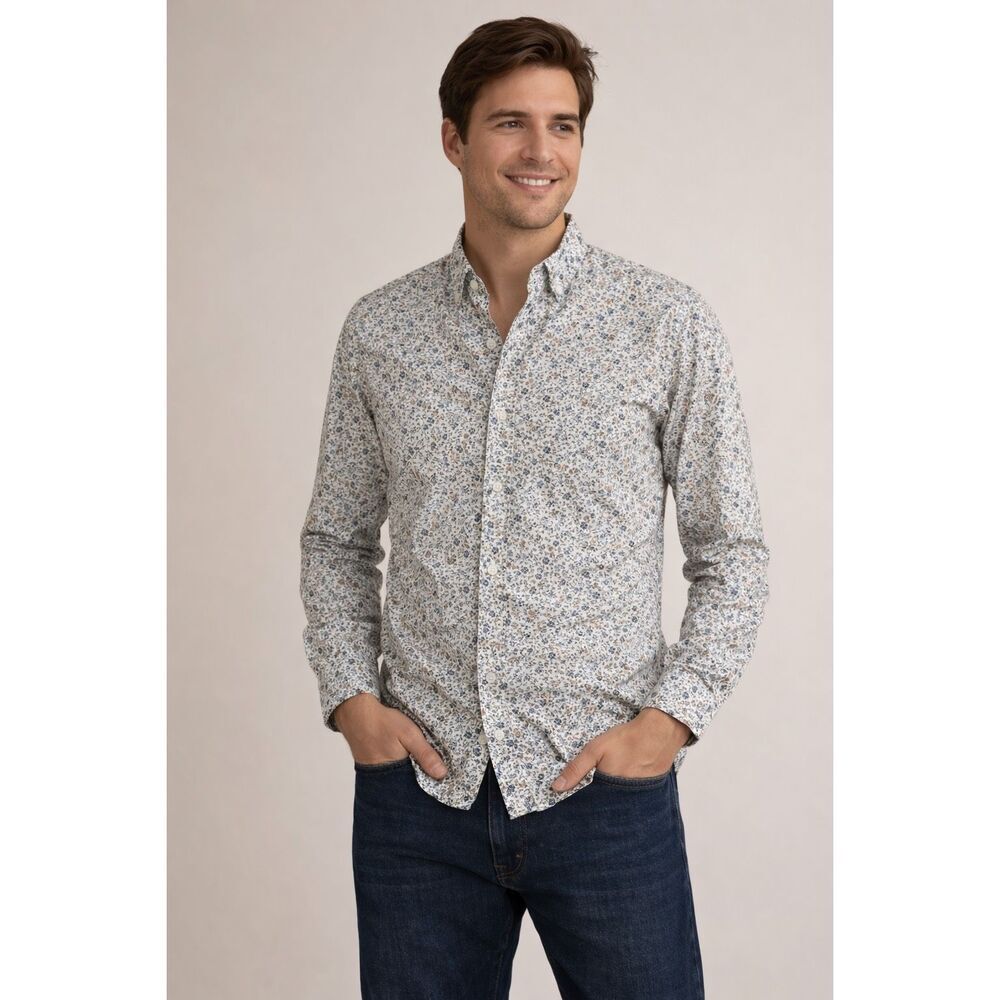 J.Crew Slim Untucked Floral Button Down Shirt Mens Small Flex